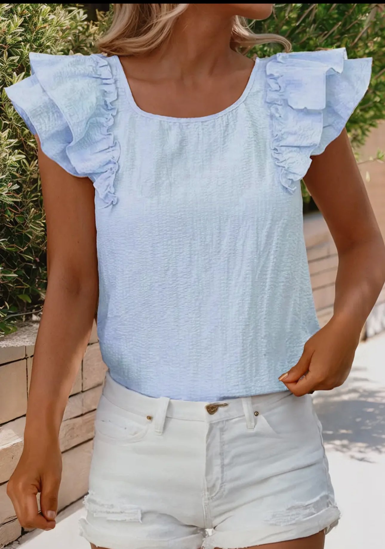 Blue bow blouse