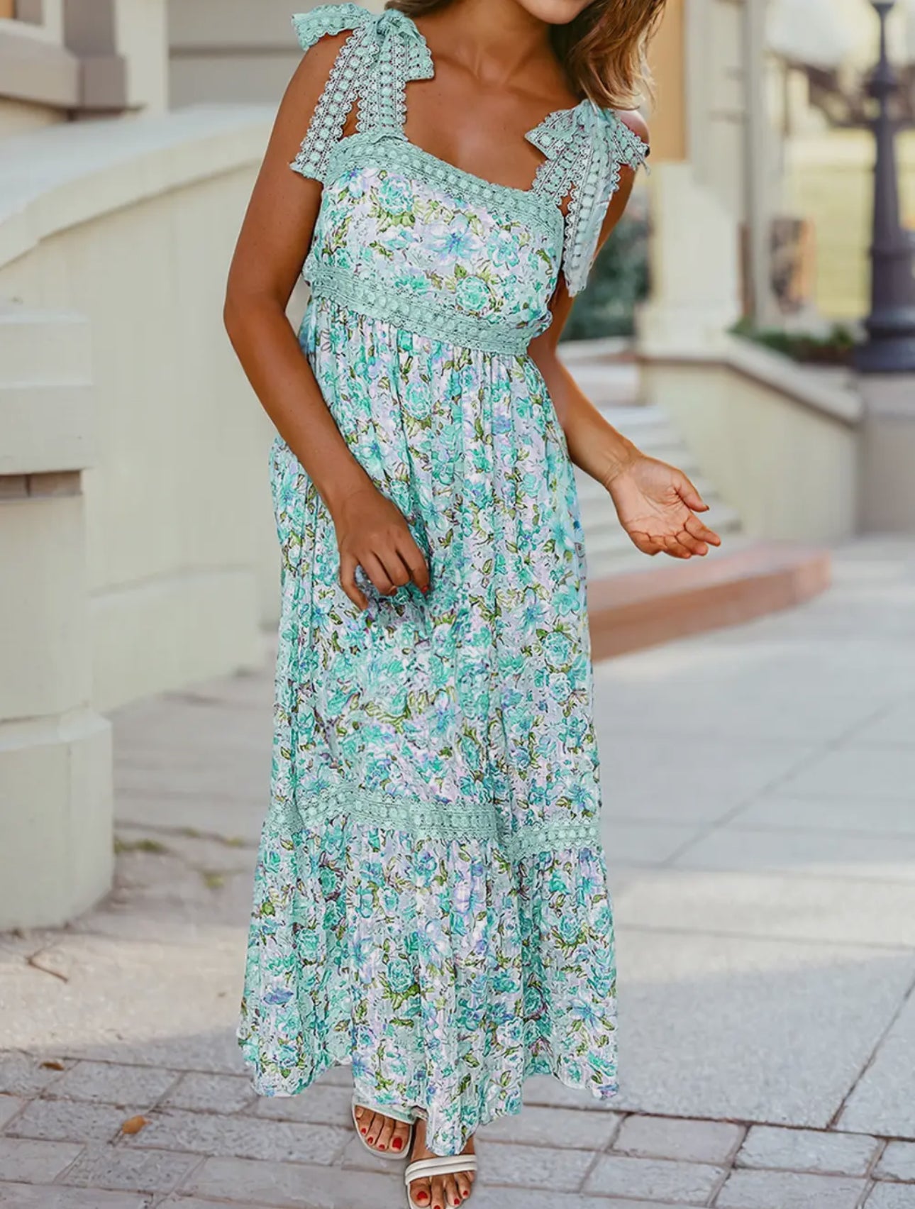 Blue floral maxi dress