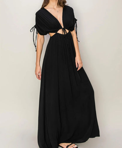 Cutout shirted maxi dress