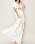 Cutout shirted maxi dress