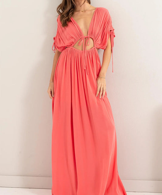 Cutout shirted maxi dress