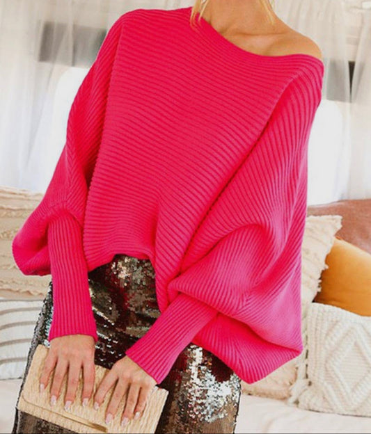 Boat neck loose fit sweater