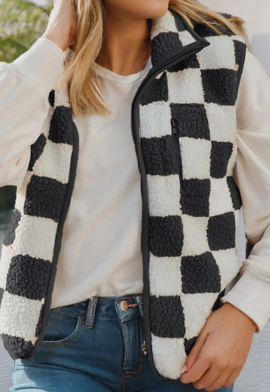 Black and white checkered vest