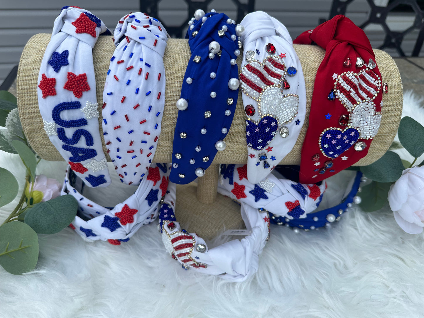 Patriotic beaded jeweled headband