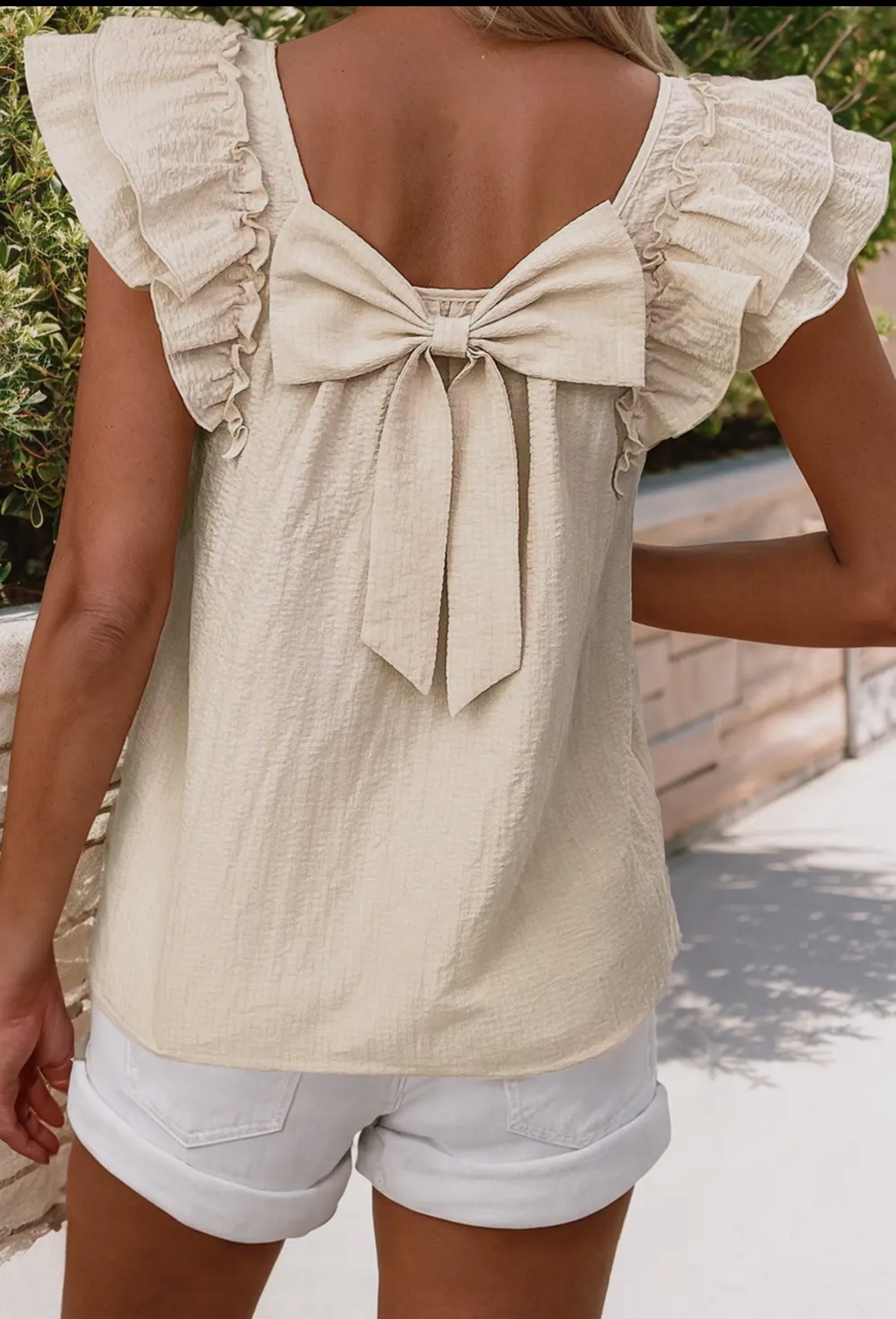 Khaki bow blouse