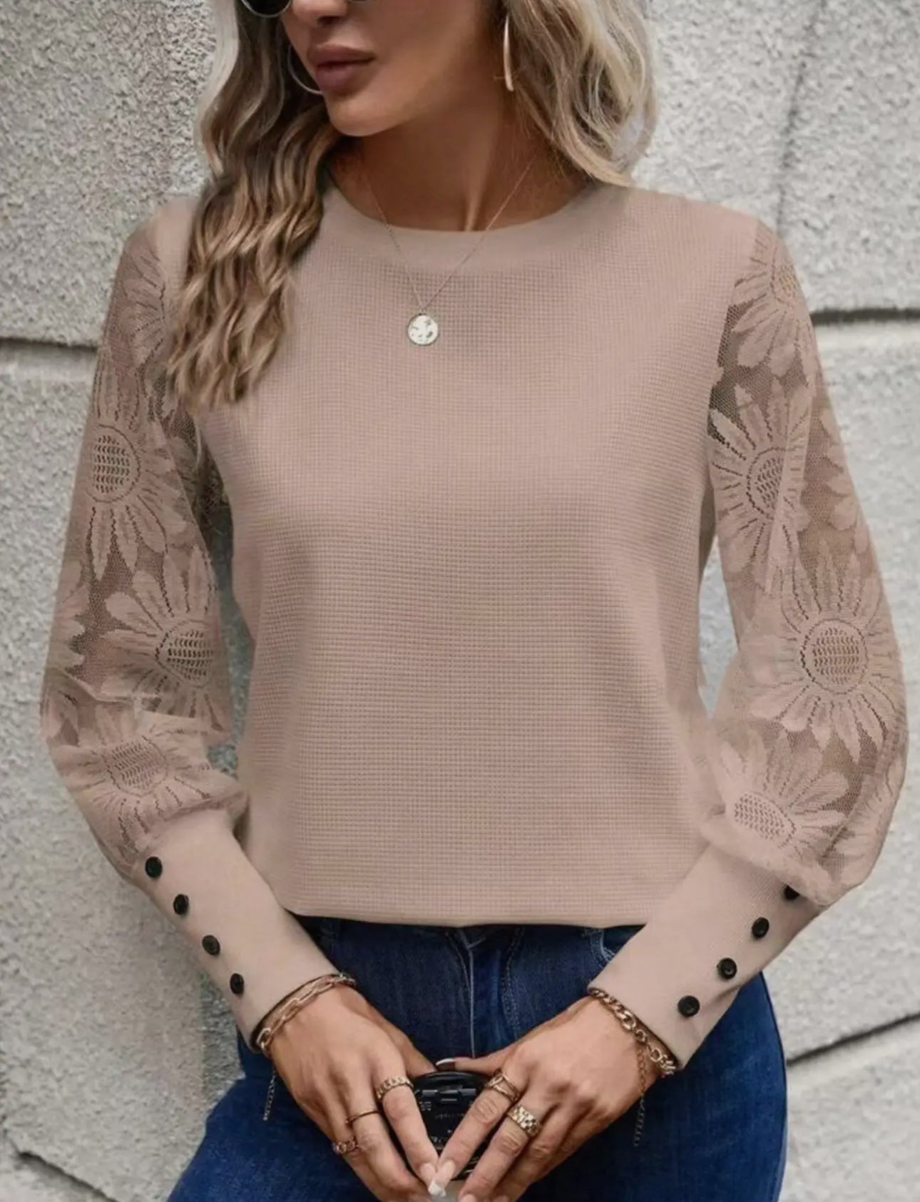 Khaki floral sleeve top