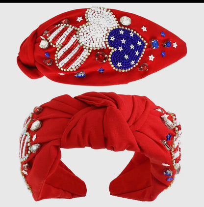 USA patriotic pattern jeweled headband