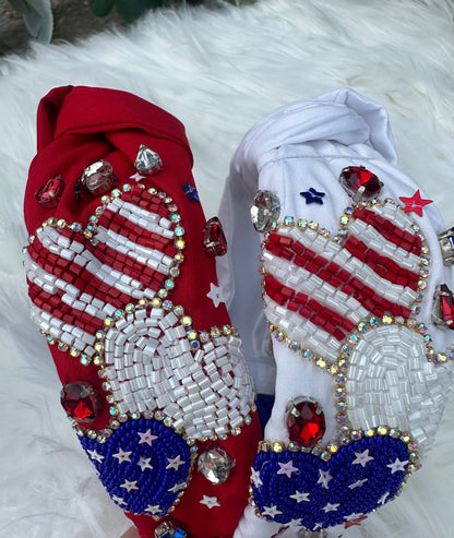 USA patriotic pattern jeweled headband