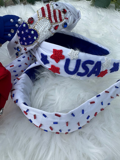 Patriotic beaded jeweled headband