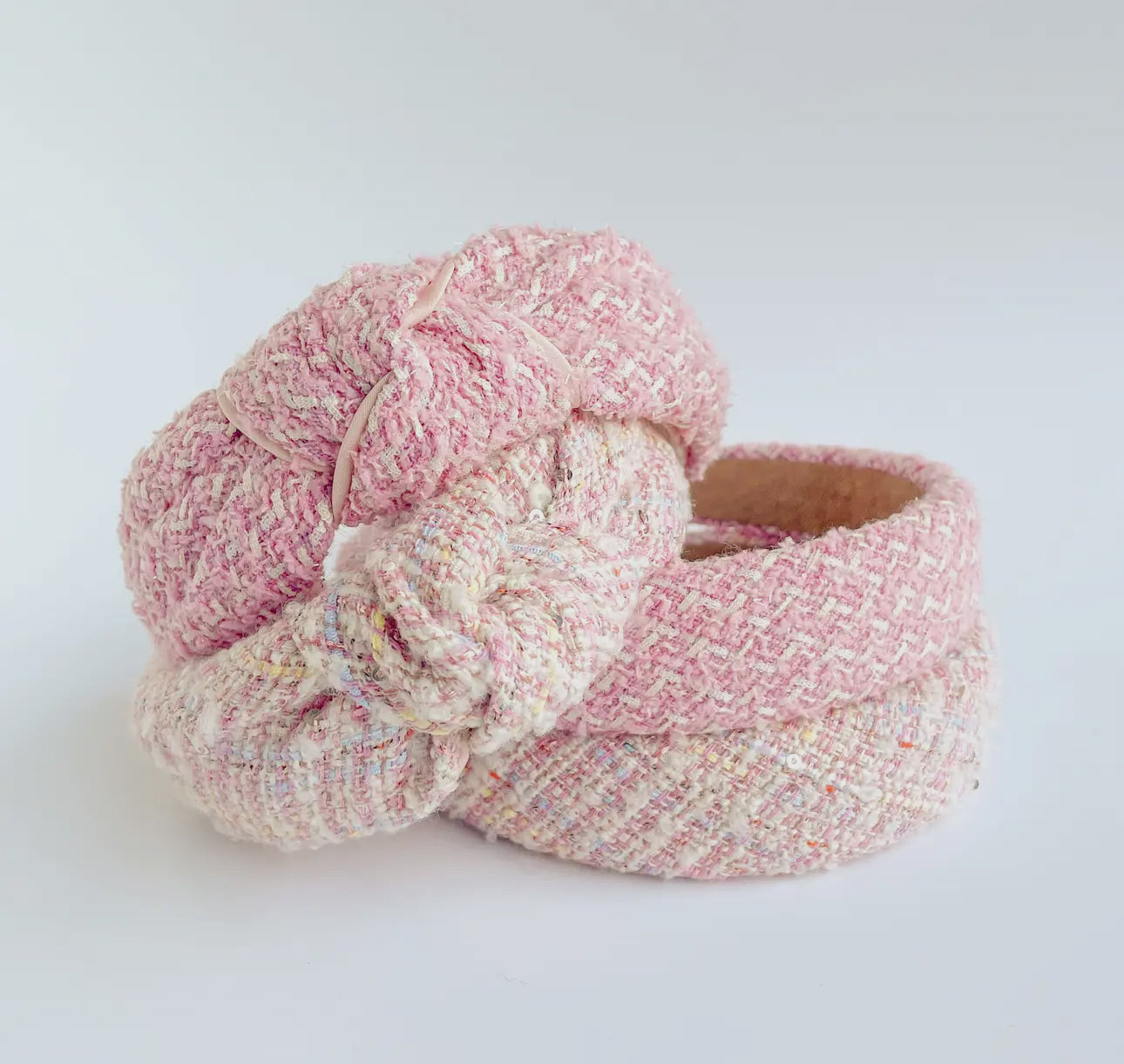 Pink tweed sparkle padded headband