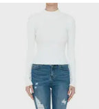 Ribbed mock neck long sleeve sweater top