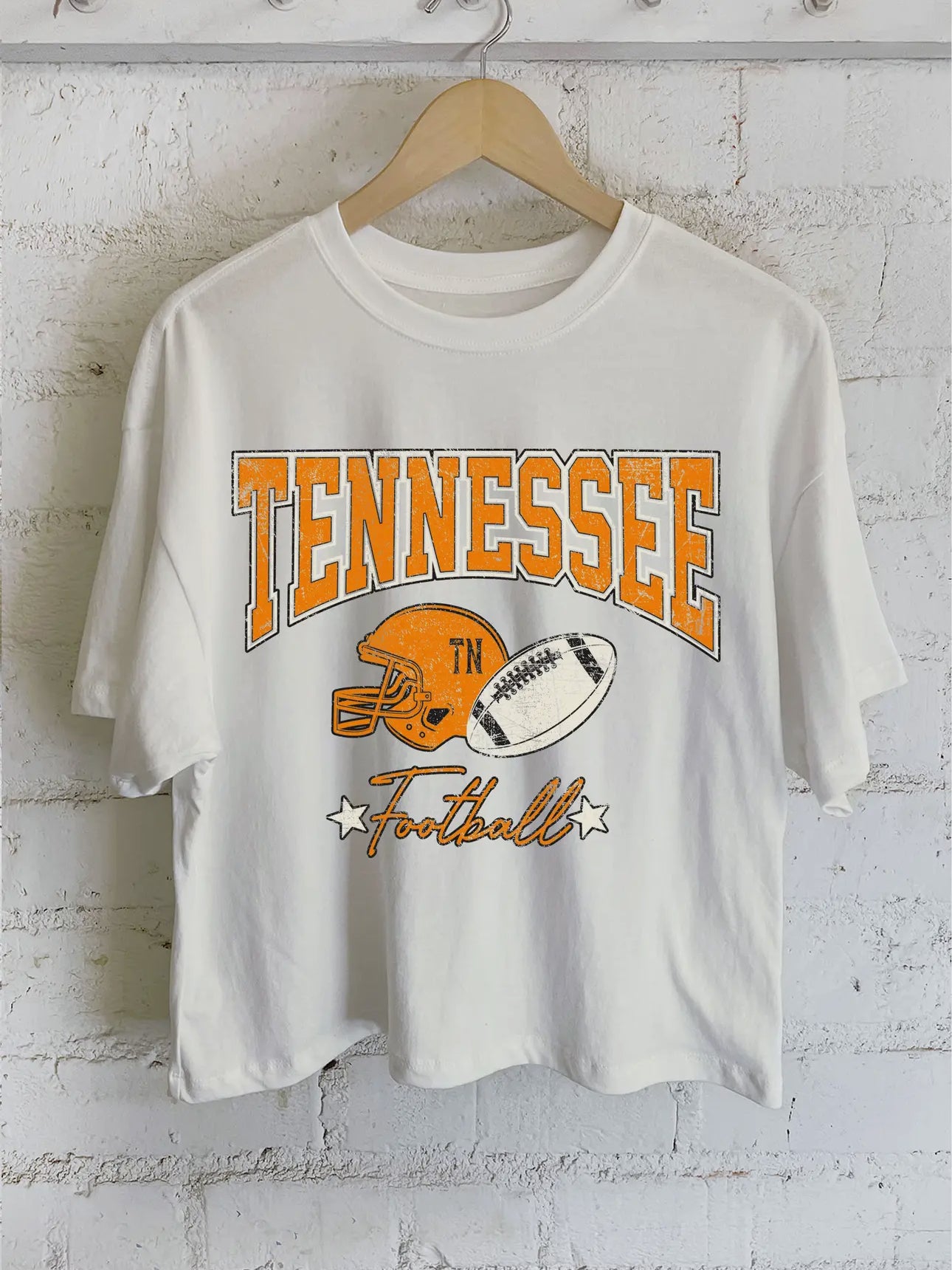 TN football long crop tee natural