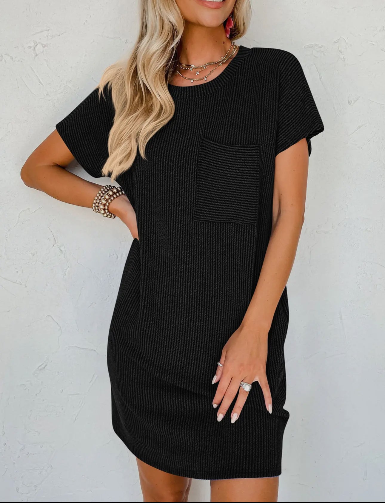 Ribbed dress black