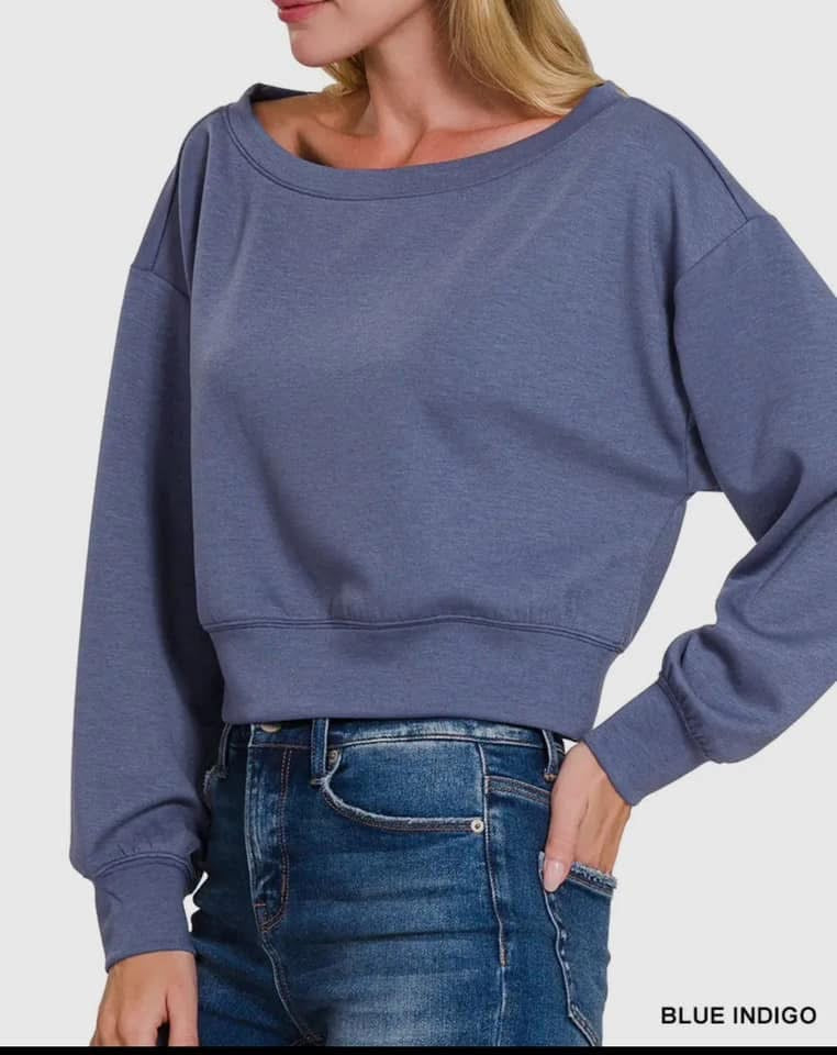 Zenana halter blue sweatshirt