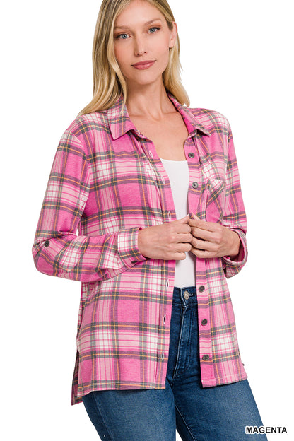 Plaid Roll Up Long Sleeve Flannel