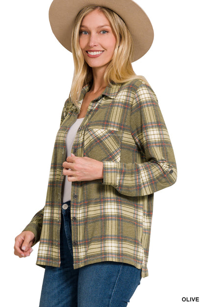 Plaid Roll Up Long Sleeve Flannel