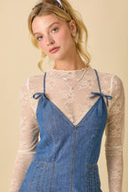 Main Strip - Denim Sleeveless Jumpsuit With Wide Leg Loose Fit
